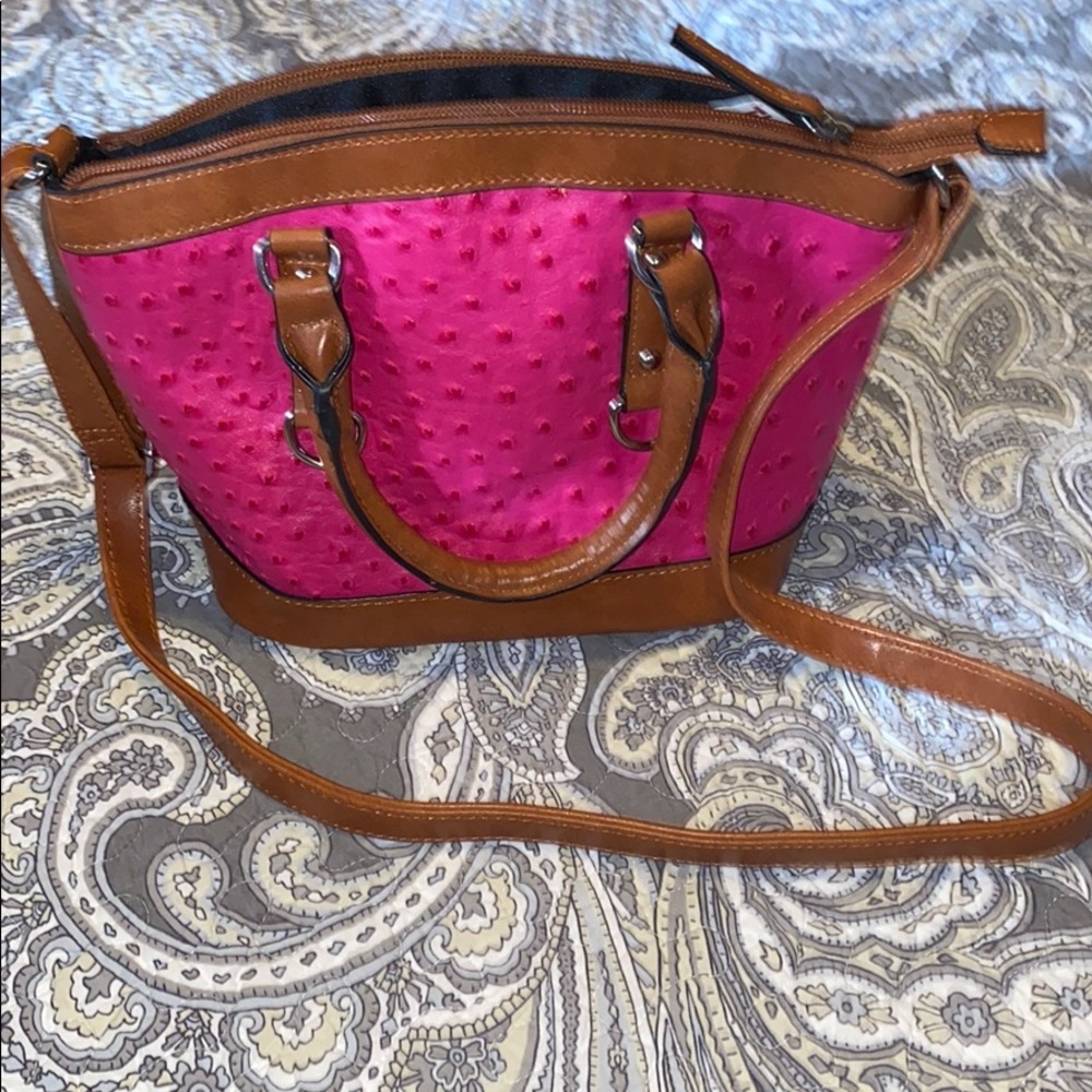 Pink and brown crossbody